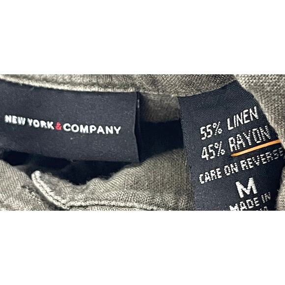 New York Company Top Womens Size Medium M Green Button Up Linen Blend Minimalist - Picture 5 of 5